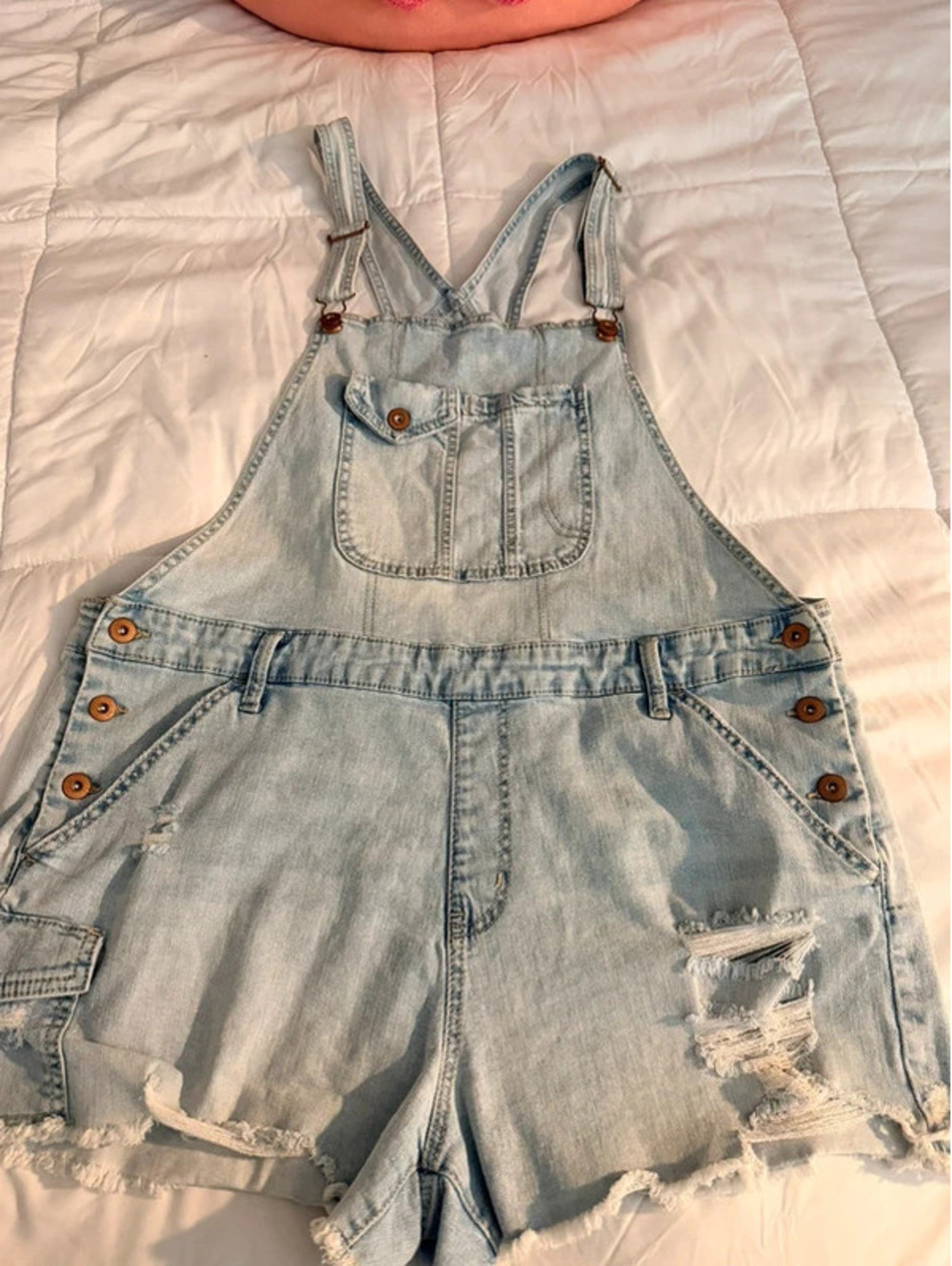 No Boundaries light blue denim overalls